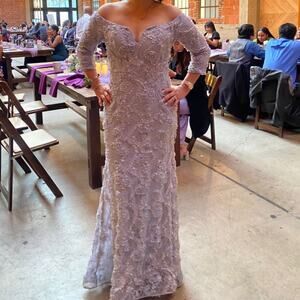 Xscape Women Grayish Blue Floral Print Formal Gown Size 10